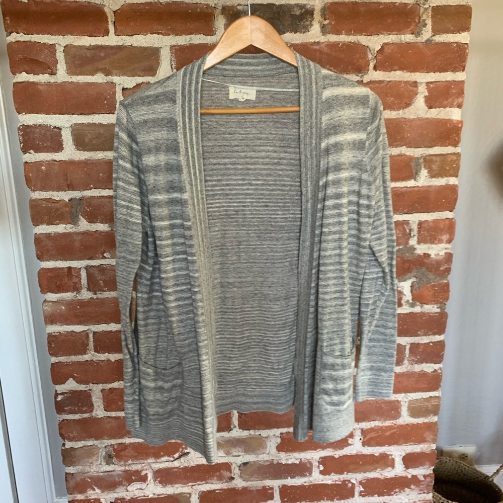 Lou & Grey open front sweater long L striped